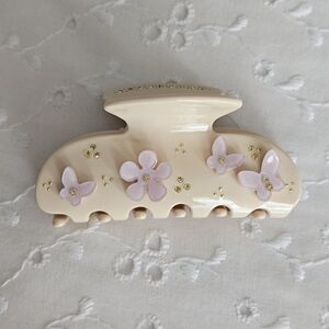 Emi Jay Floral Hair Clip - Cream and Pink